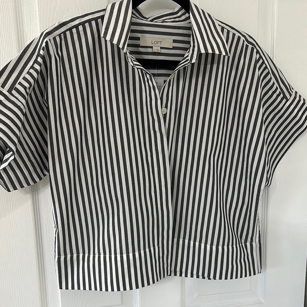LOFT Monochrome Striped Blouse